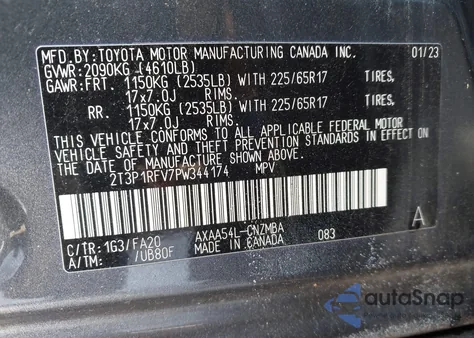 2023 Toyota Rav4 Xle z USA, uszkodzony, nr VIN 2T3P1RFV7PW344174